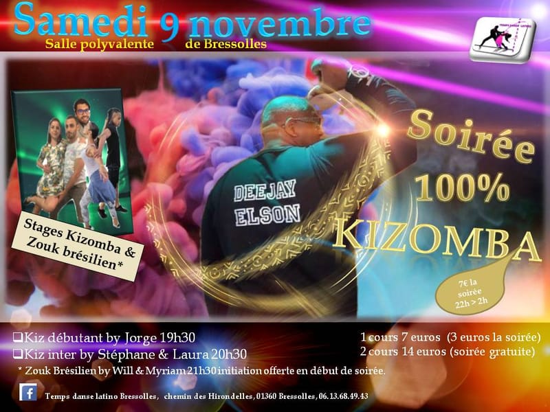 Affiche 100 % Stage & soirée Kiz  9 Novembre