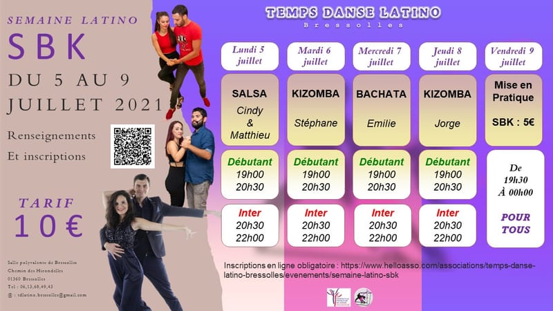 Affiche STAGE LATINO de Juillet 2021
