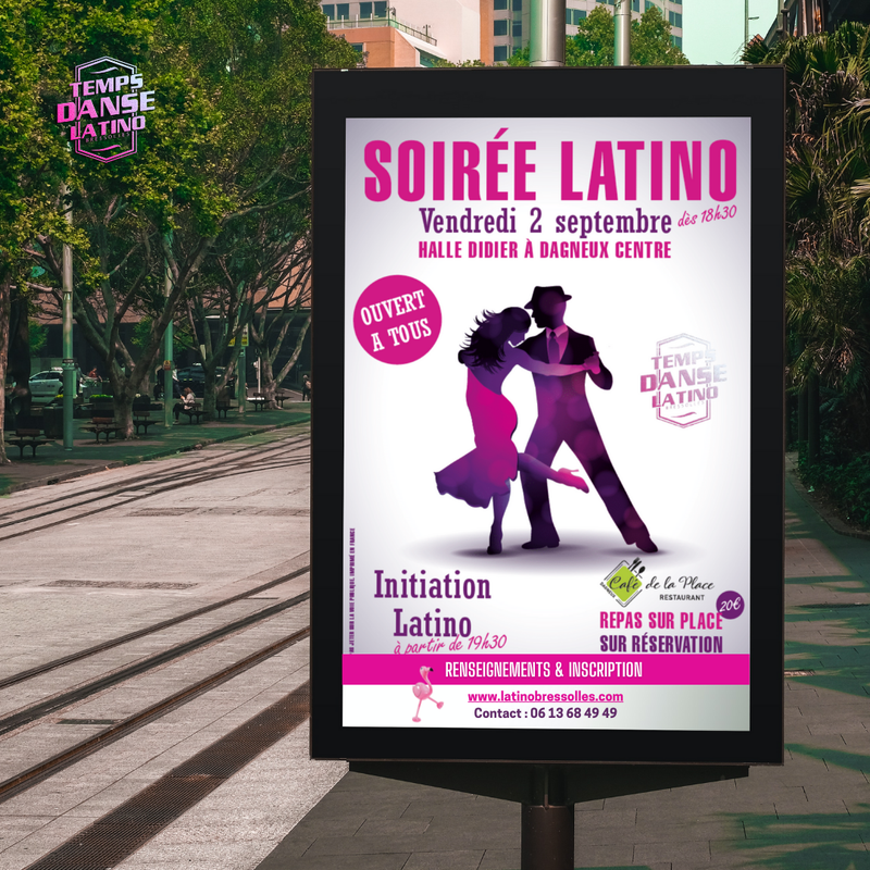 Affiche Repas & Soirée Latino Halle Didier Dagneux
