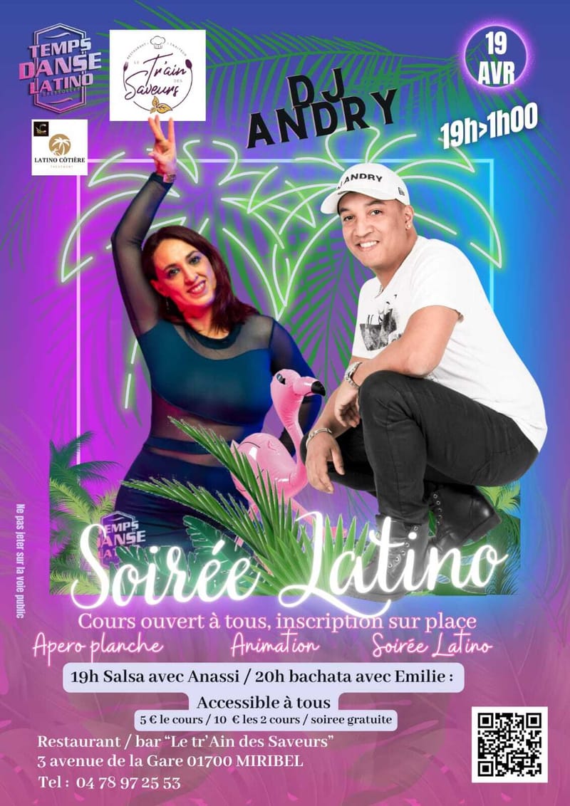 Affiche Stages & soirée Latino au Tr'Ain des Saveurs