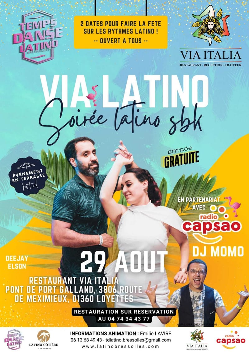 Affiche Stages & Soirée SBK à VIA ITALIA Loyettes